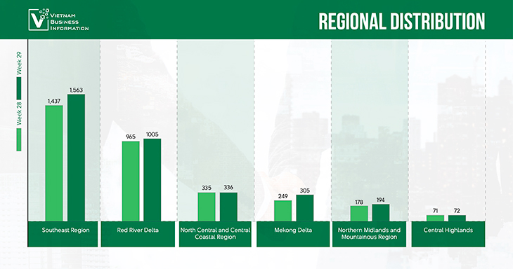 Vietnam business registration by region week 29 2024