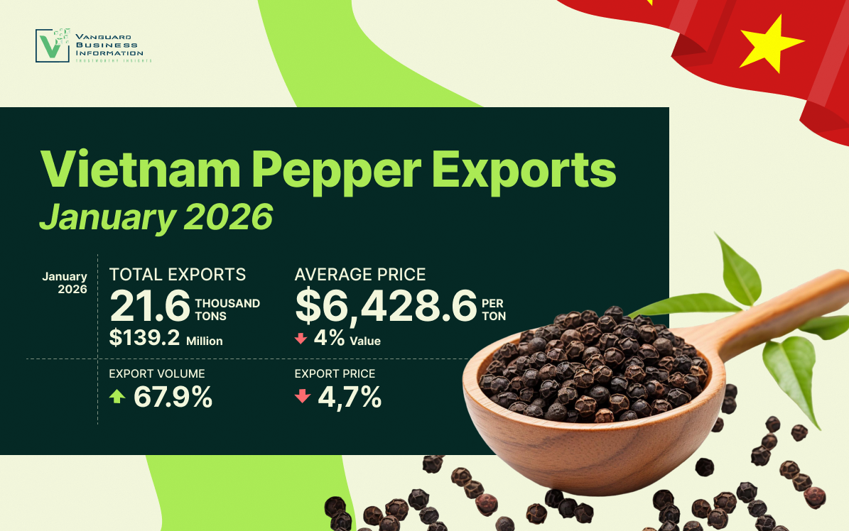 Vietnam Pepper Exports January 2026: Strong Year-on-Year Growth Amid Global Headwinds
